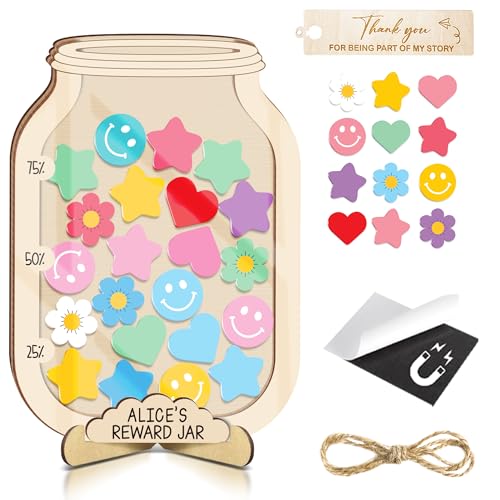 Image of Personalized Magnetic Reward Jar for Classroom & Kids, Potty Training Reward Jar with Acrylic Tokens, Potty Training Reward Chart for Boys & Girls, Back to School Classroom Management