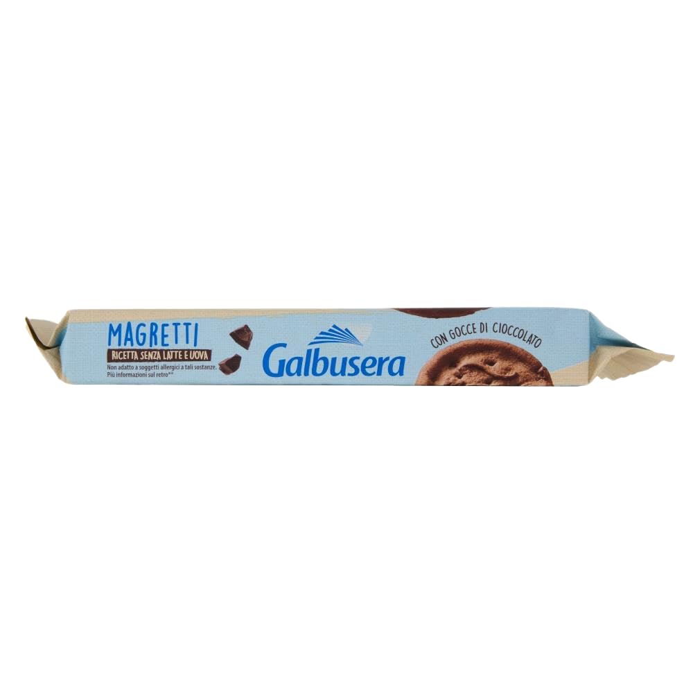 8X Galbusera Magretti Biscotti Frollini con Cacao e Gocce di Cioccolato Senza Latte e Uova 260g