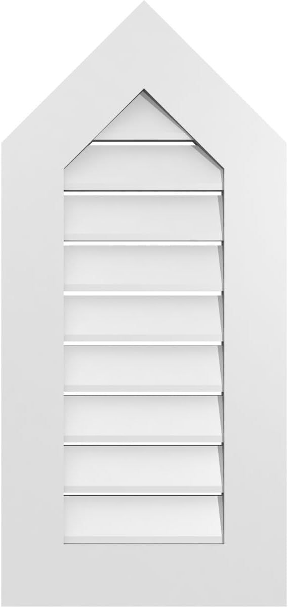 GVSPE16X3401SF-12 Peaked Top Standard Frame, Primed Tan Signature Series Surface Mount Gable Vents, 16-in. W x 34-in. H