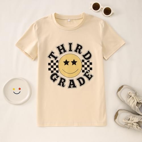 Happy First Day of School Shirt for Girls Boys 1st 3rd 4th Grade T-Shirt Kid Cute Back to School Outfit Tee Tops4