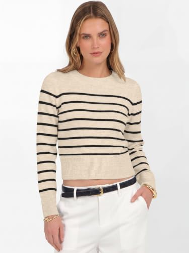 Image of ANRABESS Women's Long Sleeve Sweaters Cropped Crew Neck | Business Casual Tops,Light Weight Comfy Knit,Pullover ShortSweater,Basic Classic,Fall Fashion Winter Layer Clothes