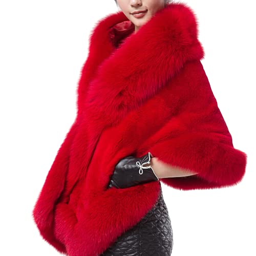 Womens Faux Fur Shawl Soft Versatile Scarf Wrap Shrug Winter Warm Cloak Coat Cape for 1920s Bridal Wedding Evening Dresses