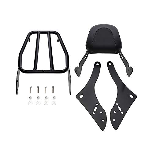 MotorFansClub Sissy Bar Backrest Luggage Rear Rack Passenger Back Seat Cushion Fit For Compatible With Honda Rebel CMX300 CMX500 2017-20 Black