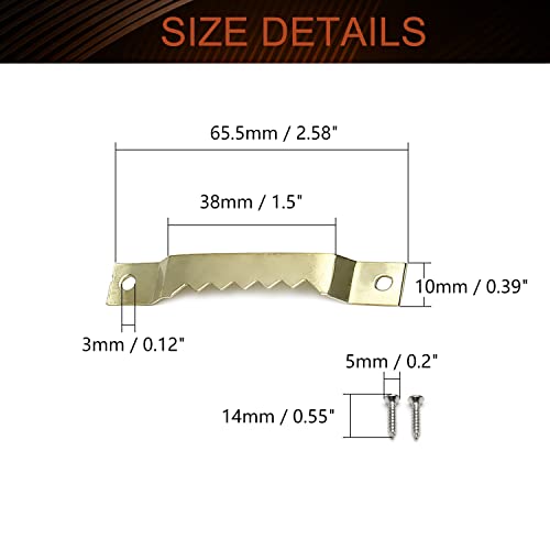 Image of MroMax 10PCS Sawtooth Picture Hangers Iron Picture Hangers 2.56 inch x 0.39 inch Double Hole Picture Frames Hangers for Hanging Clock Paintings Artwork Picture Frame Hook Photos Gold