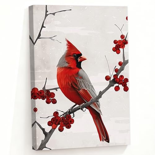 ZQQART Red Cardinal Canvas Wall Art Cardinal Bird Standing on