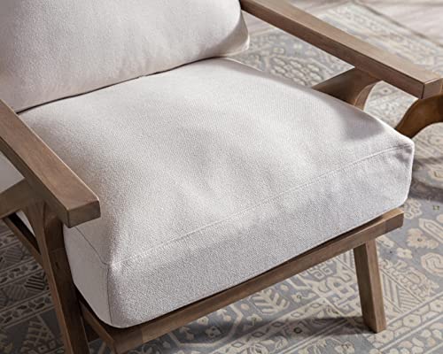 CIMOTA Modern Accent Chair Comfy Armchair Upholstered Mid Century Chair Arm Chair with Removable Padded Cushion and Wood Frame for Living Room/Bedroom, White Cream Linen - Image 7