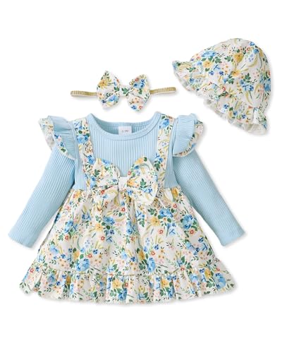 Image of SUNNY PIGGY Baby Girl Clothes Newborn Infant Dress Outfit 0 3 6 9 12 18 24 Months Skirt Set Headband+Hat