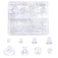 TOAOB 100 Stück Ohrstecker Silikon Ohrring Stopper Klar Gummi Ohrstopper Ohrringe Verschlüsse Kunststoff Ohrring Rücken Earring Backs 8 Stile für Haken Ohrstecker DIY Schmuckherstellung