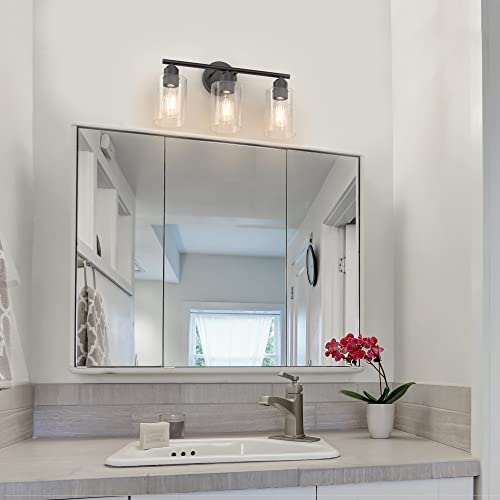 Espird Bathroom Vanity Light Fixtures Matte Black Bathroom Lighting Fixture, 3 Light Bathroom Light Fixture Over Mirror, Modern Black Vanity Light, Ul Certification Wall Sconces With Glass Shades #TOP1