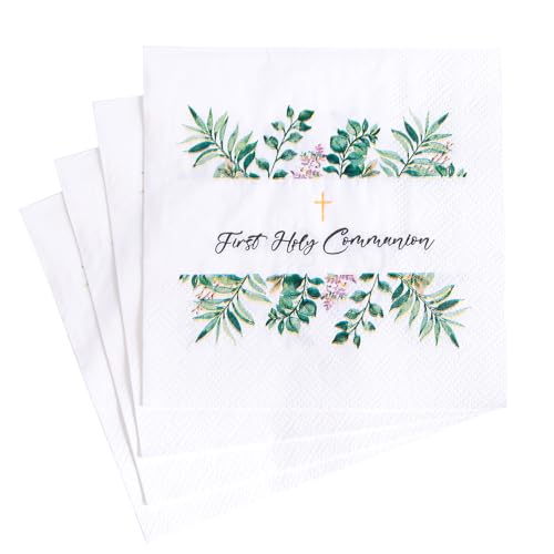 100 Pcs Religious Decorative Disposable NapkinsBaptism Napkins for Baptism or First Communion3 Ply Christian Paper Napkins Party Supplies