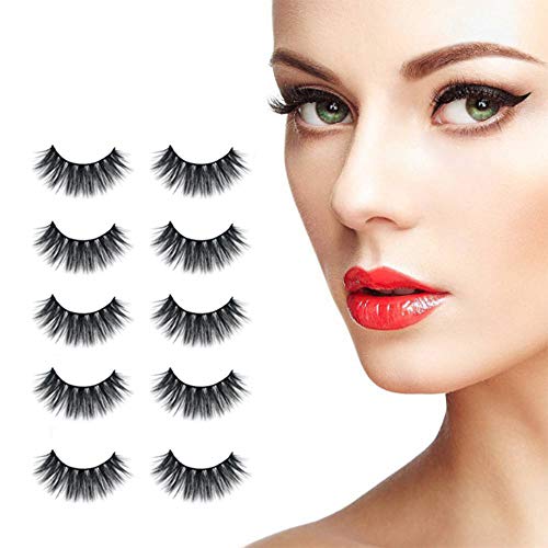 5 Pairs Fake Eyelashes Reusable 3D Handmade Real Mink False Lashes Set Natural Soft and Comfortable Professional Eyelashes