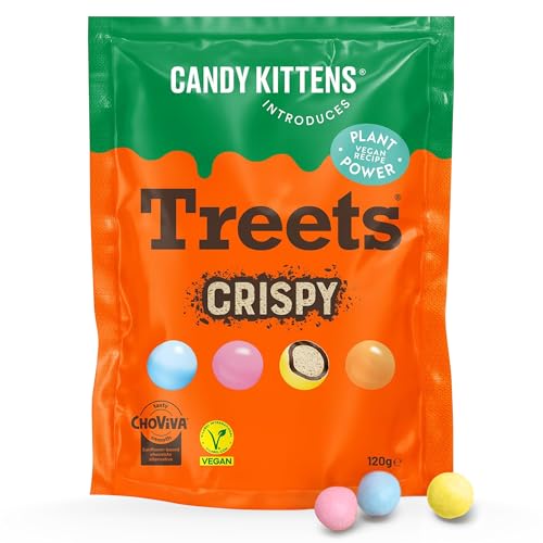 Candy Kittens Crunchy Treets Vegan Chocolate, Crispy (120g, Pack of 1) – Crunchy Plant-Based Snack, Chocolates Gift Box Alternative, Delicious Vegan Gifts Made with Cocoa-Free Choviva Shell