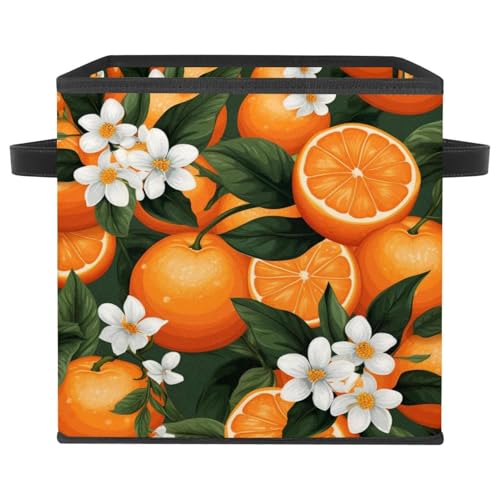 Boîte de rangement linge encombrant solution grand cube pliable orange à fleurs - 2