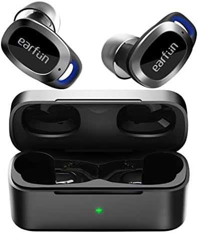 EarFun Wireless Earbuds, Free Pro Feedforward Active Noise Cancelling Earbuds, Bluetooth 5.2 Earbuds with 4 Mics, Stereo Sound Deep Bass in-Ear Headphones, Ambient Mode Earbuds, Wireless Charge, 32H
