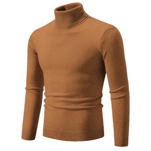 Men'S Warm Turtleneck Long-Sleeved Solid Color Stretch Knitted Bottoming Pullover Sweater