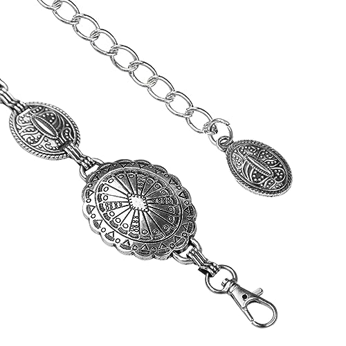 SIQITECHNO Western Oval Concho Chain Waist Belt Metal Cowgirl Chain Pirate Belt for Women Dresses Jean Country Concert Outfit 6
