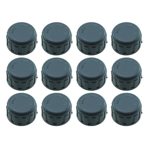 SQXBK 12-Piece 1/2 Inch PVC Inner Teeth Pipe Plugs - PVC Threaded Water End Cap Connectors for Irrigation Systems and Water Supply Lines