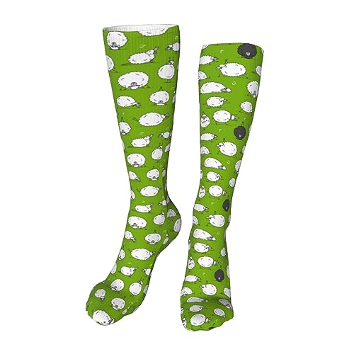 NUYFVG Chaussettes hautes pour femme Motif girafes, Moutons amusants faisant du yoga, Taille unique