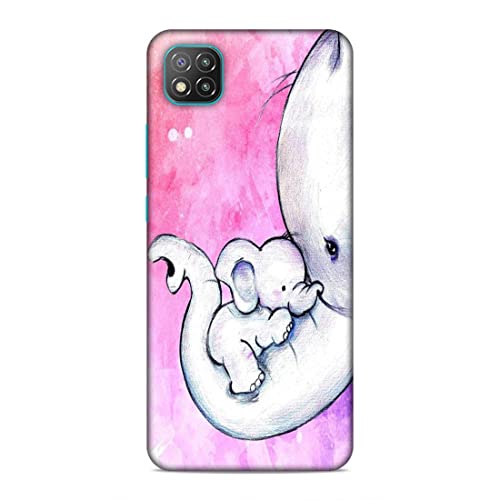 Image of Printed Mobile Back Hard Case Cover for Xiaomi Poco C3 | Cute Elephant, Baby Elephant, Mom's Love -2202