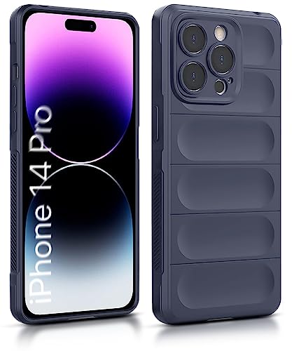 Image of WOW IMAGINE Ultimate Silicon Back Cover Case for Apple iPhone 14 Pro | Military Grade Drop Protection Shockproof Bumper | Anti-Slip Grip | Scratch Proof Micro-Fibre Cloth Inside (Deep Blue)