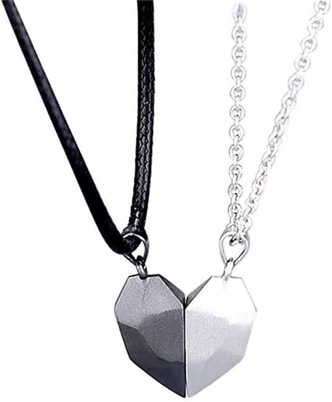 Matching Magnetic Half Heart Pendant Necklaces for Women for Couples and Friendship - 2 Pieces