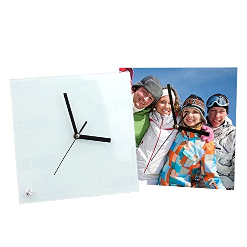 Mr.r 2 Piece 8'' Sublimation Blanks Glossy Glass Photo Frame Clock,Square Clock Picture Frame For Heat Transfer Printing,7.8X7.8 Inch #TOP19