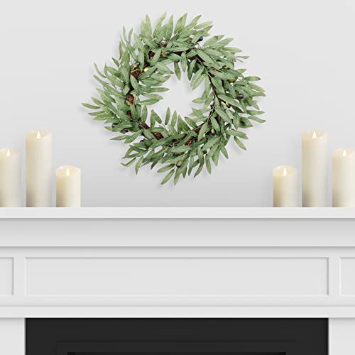 SOFTFLAME 19 Inch Artificial Wreath Small Green Leaves Wreath Olive Branch Greenery Wreath, Perfect for Home Office Indoor Decoration by Softflame - Image 4
