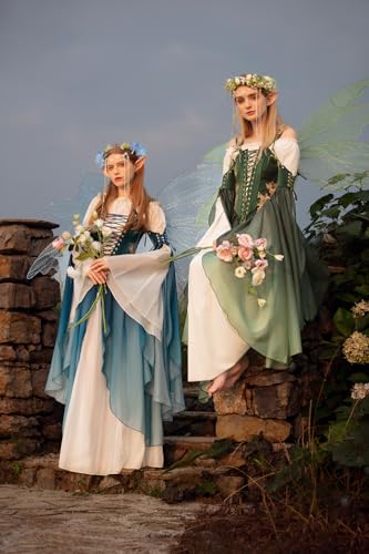 Renaissance Costume Women Ren Faire Dress Outer Garment Elf Costume for Women(Underskirt Not Included)4