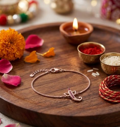 Image of Parnika Pure 925 Sterling Silver Ganesha Rakhi for Brother | Hallmarked Silver Rakhi Bracelet for Bhaiya | Raksha Bandhan Gift