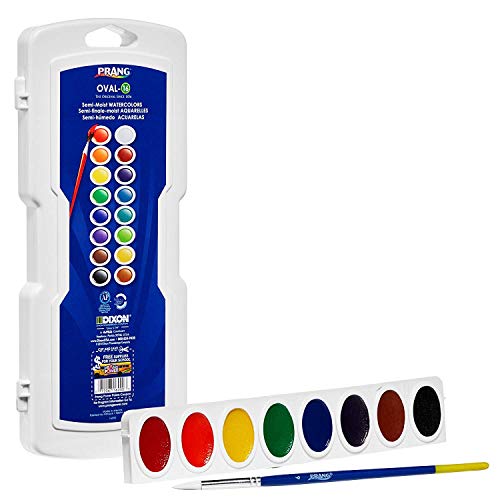 Prang - Juego de pintura para acuarela ovalada con pincel, 16 colores surtidos