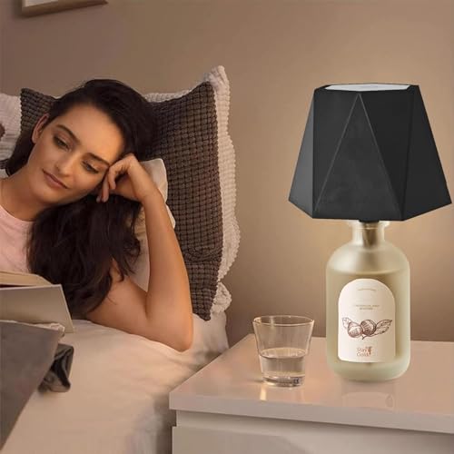 Image of JKEYES 2Pcs Wireless Bottle Lamp 3 Color Stepless Lamp 5000mAh Battery Powered Table Lamp Cordless Table Lamp, Rechargeable LED Desk Lamp for Bedroom, Restaurant & Bar, Gifts(Black)