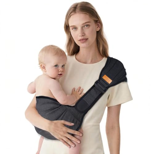 Baby Sling Carrier,Baby Sling with Cushion,Toddler Carrier with Comfortable Sponge Cushion,Carrying 10-30 lbs(Black)
