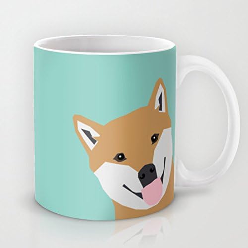 Shiba Inu Peek - cute shiba doge peeking funny dog art print mint turquoise customizable dog gift Coffee Mug Geramic Mug