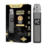 SMOK Arco Digi Vape Pod Kit E Zigarette 1300mAh Akku 5W-30W Leistungsbereich 3ml Nachfüllbarer Pod Top Fill Design Type C Schnellladung 0.84 Zoll LCD Anzeige Kompatibel Mit Arco Pod Ohne Nikotin Grau