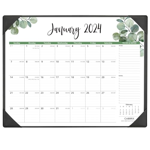 Large Desk Calendar 2024 with Office Desktop Mat, Cabbrix Desk Pad Calendar 22 x 17 Inch Runs From Jan 2024 to June 2025, Desk Blotter Calendar 2024-2025 for Home School and Office