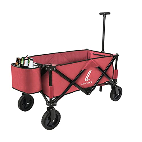 Collapsible Utility Wagon Folding Wagon Cooler Garden Cart with Wheels Heavy Duty Camping Patio Shopping Cart for Sports Outdoor Camping (Red) 10 Best Garden Patio Folding Wagons In 2023