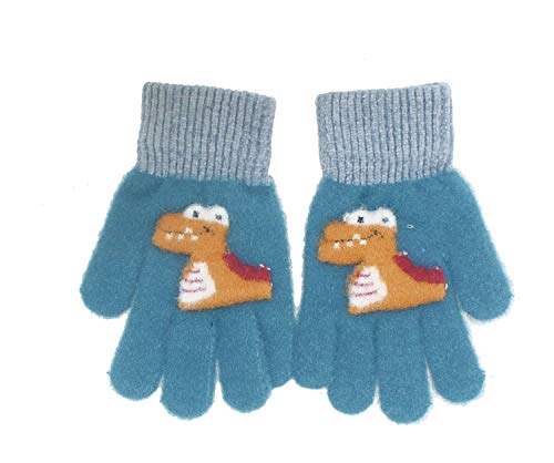 Image of Kids Cartoon Little dinosaur Gloves Windproof Fleece Lined Snow Gloves Thermal Warm Mittens for Boys Girls