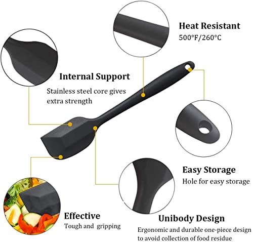 Image of Silicone Spatula Set 5-Piece - Heat-Resistant, Non-Stick, BPA-Free with Wooden Handles for Cooking, Baking, and Icing