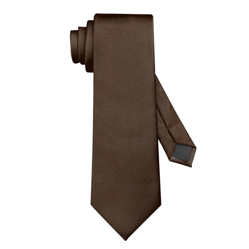 DecTwig Mens Ties Solid Color Formal Neckties 3.15 inch (8CM) Truffle Brown Ties For Men