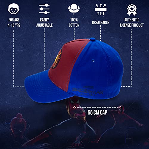 Marvel Spiderman Hat for Boys, Breathable Spiderman Baseball Cap for Toddlers, Boys Ages 3-94