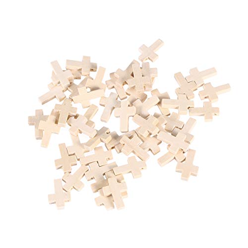 Artibetter 50PC Natural Unfinished madera cruz colgantes perlas 2.3x1.6 cm para proyectos...