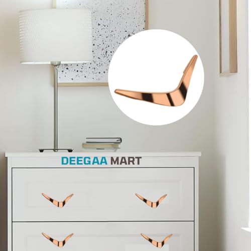 Image of Twin Hole Zinc Alloy Drawer Pulls, Handles for Drawers, Cabinets, Wardrobes, and Kitchen Doors - Decorative Furniture Hardware (2, Rosegold, V Handle)