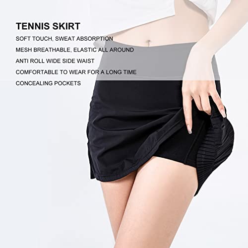 Saia de golfe atlética, absorção de suor respirável ocultando bolsos saia de tênis elástica para cam