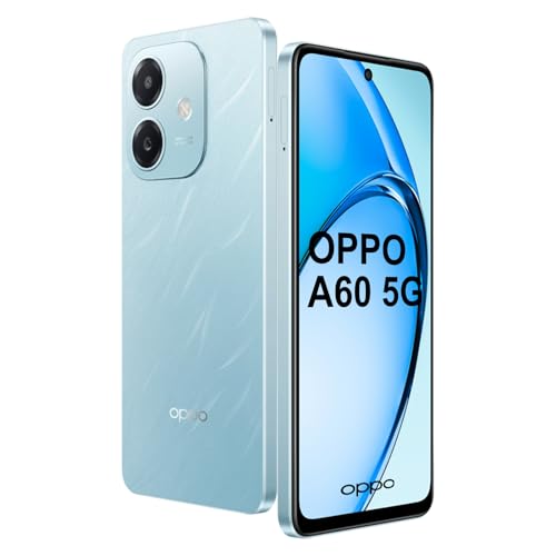 OPPO A60 5G Smartphone, 50MP Ultra-Clear Camera, 120Hz Display, 5100mAh Batteria, 45W SUPERVOOCTM Flash Charge, Splash Touch, NFC, Dual SIM, 4+128GB-Blu (Senza Caricabatterie)
