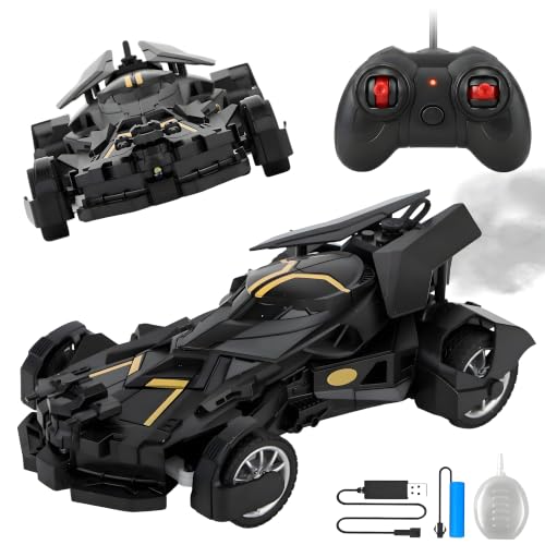 Image of Cable World Remote Control Car with Smoke Spray Effect, 10 Feet Range,LED Lights & Rechargeable Battery | 2.4GHz RC Toy Car with Mist Function, Drift & 360 Action | Kids Toy Car for Kids