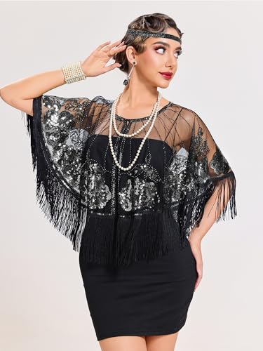 Women's 1920s Shawl Wraps,Sequin Beaded Flapper Evening Shawls for women formal/Party/Wedding/Formal/Harlem night2