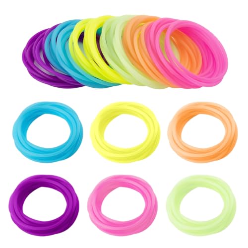 Silicone de néon para mulher, pulseiras de gel de silicone brilhante arco-íris, anos 80 para festas de disco pulseiras luminosas gelatina, para suprimentos de festa, Silicone, Sem Pedra Preciosa