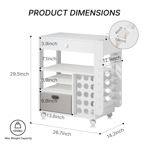 Image of Cooday Craft Organizers and Storage Cart with Upgraded Wheels, Compatible with Cricut Machines - Rolling Craft Cart with 22 Vinyl Roll Holders, Craft Cabinet and Storage Workstation for Craft Room