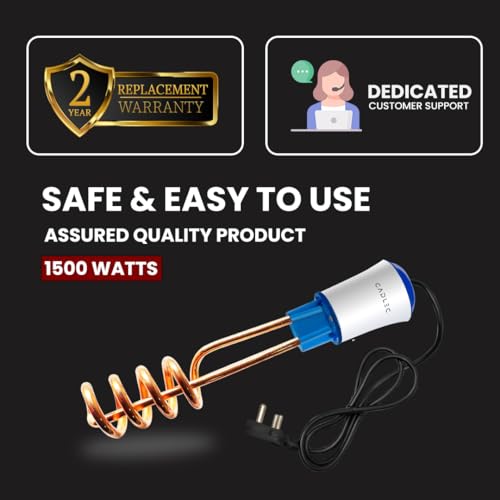 Image of Cadlec UltraHeat 1500W Shockproof RapidHeat Technology Electric Copper Water Heater Immersion Rod With Waterproof & Protection | Instant Heating | ISI Certified 2 Year Warranty