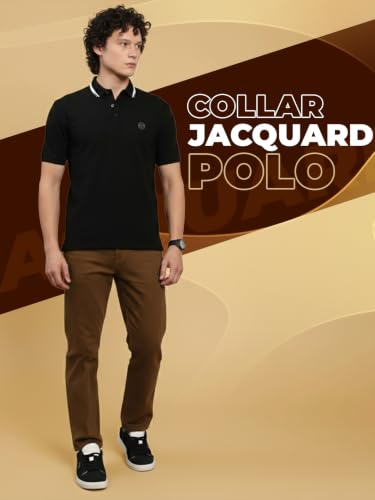 Image of Lux Nitro Men's Polo T-Shirt with Jacquard Collar | Half Sleeve Collar T-Shirt for Men | Casual & Office Wear